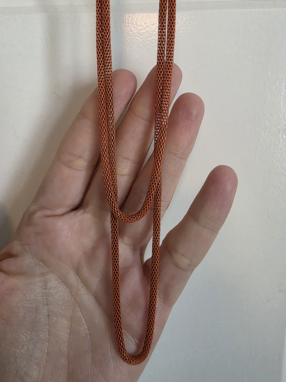 Burnt Orange metal Mesh Rope layering Necklace